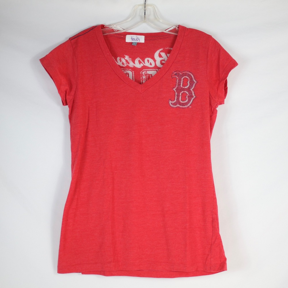 Touch by Alyssa Milano Red Boston Red Sox Graphic V-Neck T-Shirt Women's Size L
